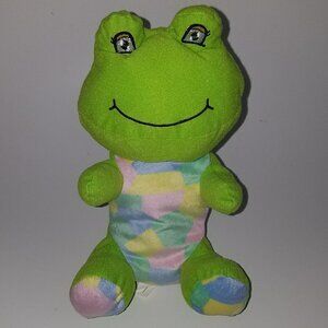 Green Frog Lovey Plush 10" Stuffed Animal Baby Toy A&A Global Pink Yellow Blue